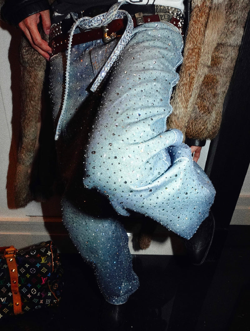Calça Birth Of A Royal Child Washed 20k Swarovski Diamond “Denim”