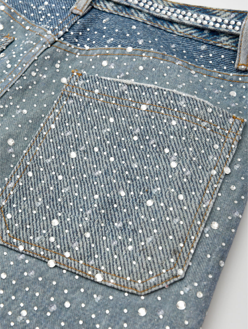 Calça Birth Of A Royal Child Washed 20k Swarovski Diamond “Denim”