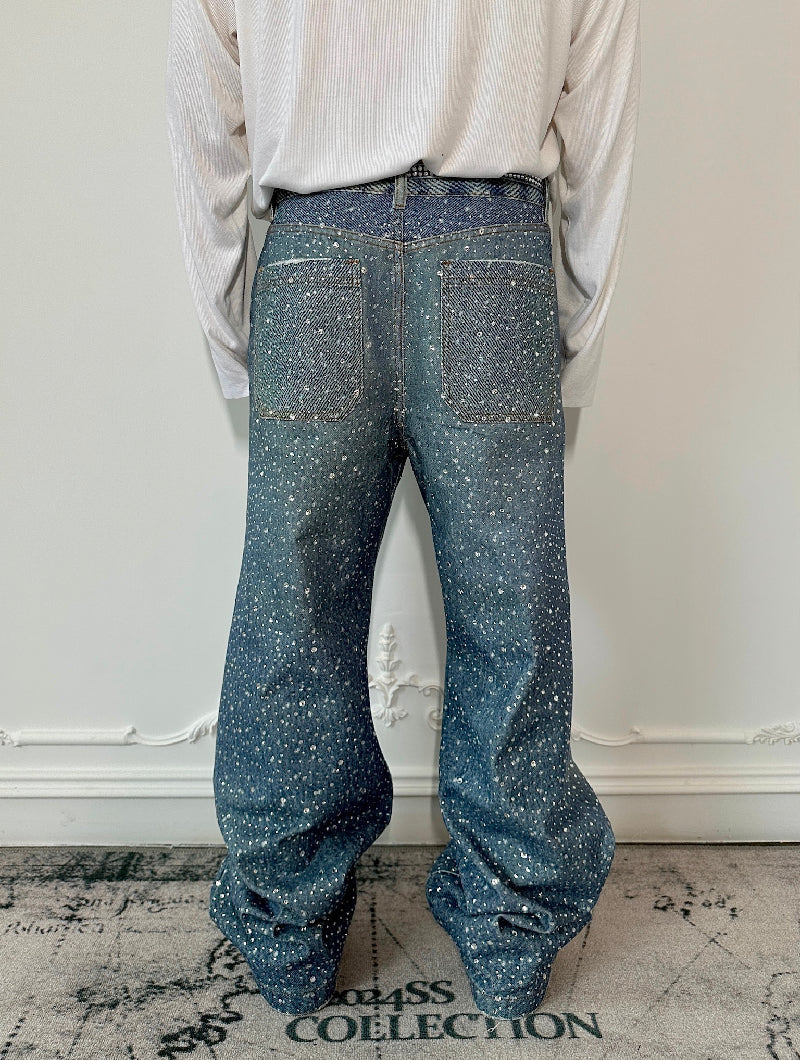 Calça Birth Of A Royal Child Washed 20k Swarovski Diamond “Denim”