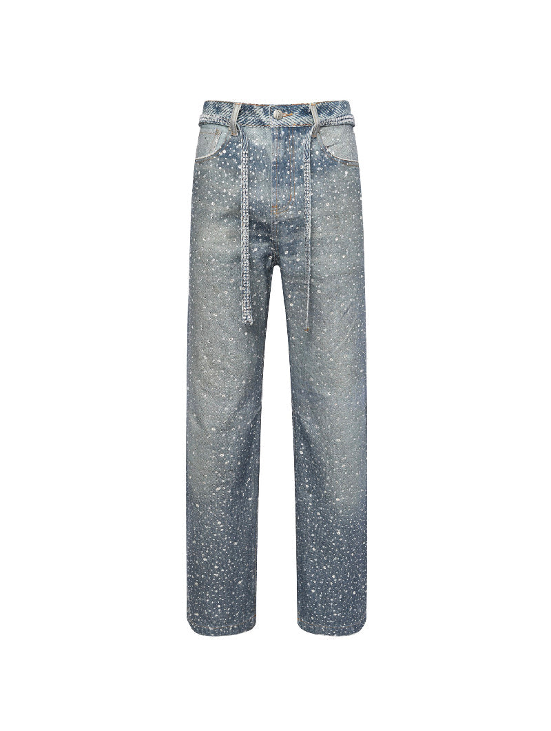 Calça Birth Of A Royal Child Washed 20k Swarovski Diamond “Denim”