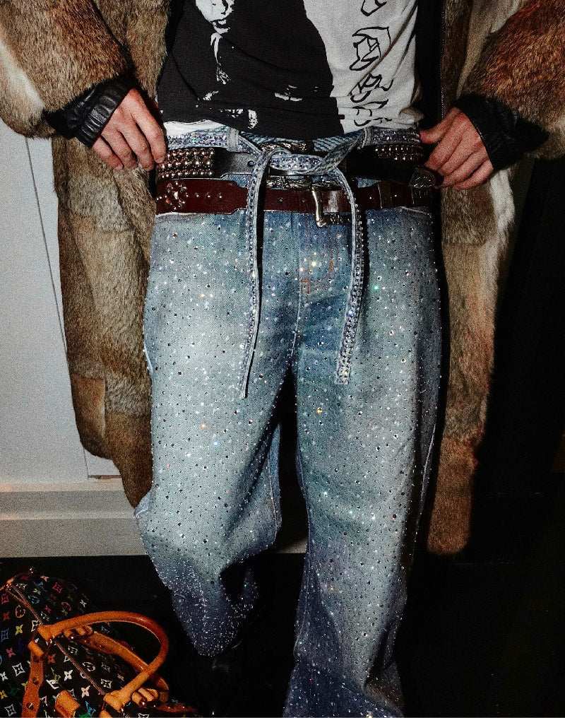 Calça Birth Of A Royal Child Washed 20k Swarovski Diamond “Denim”