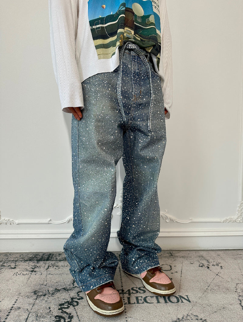 Calça Birth Of A Royal Child Washed 20k Swarovski Diamond “Denim”