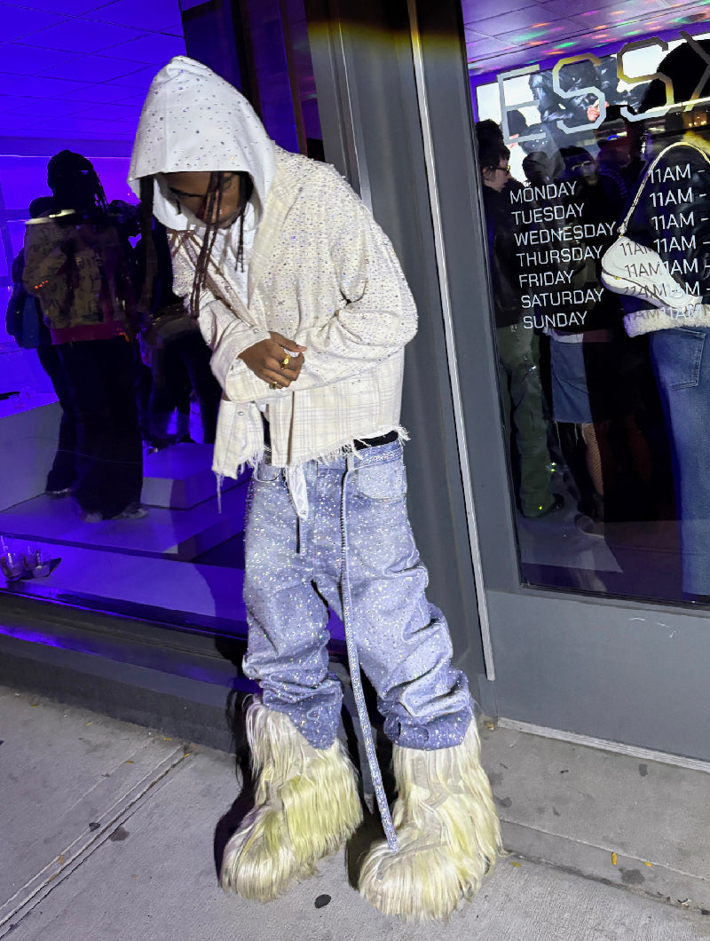 Calça Birth Of A Royal Child Washed 20k Swarovski Diamond “Denim”