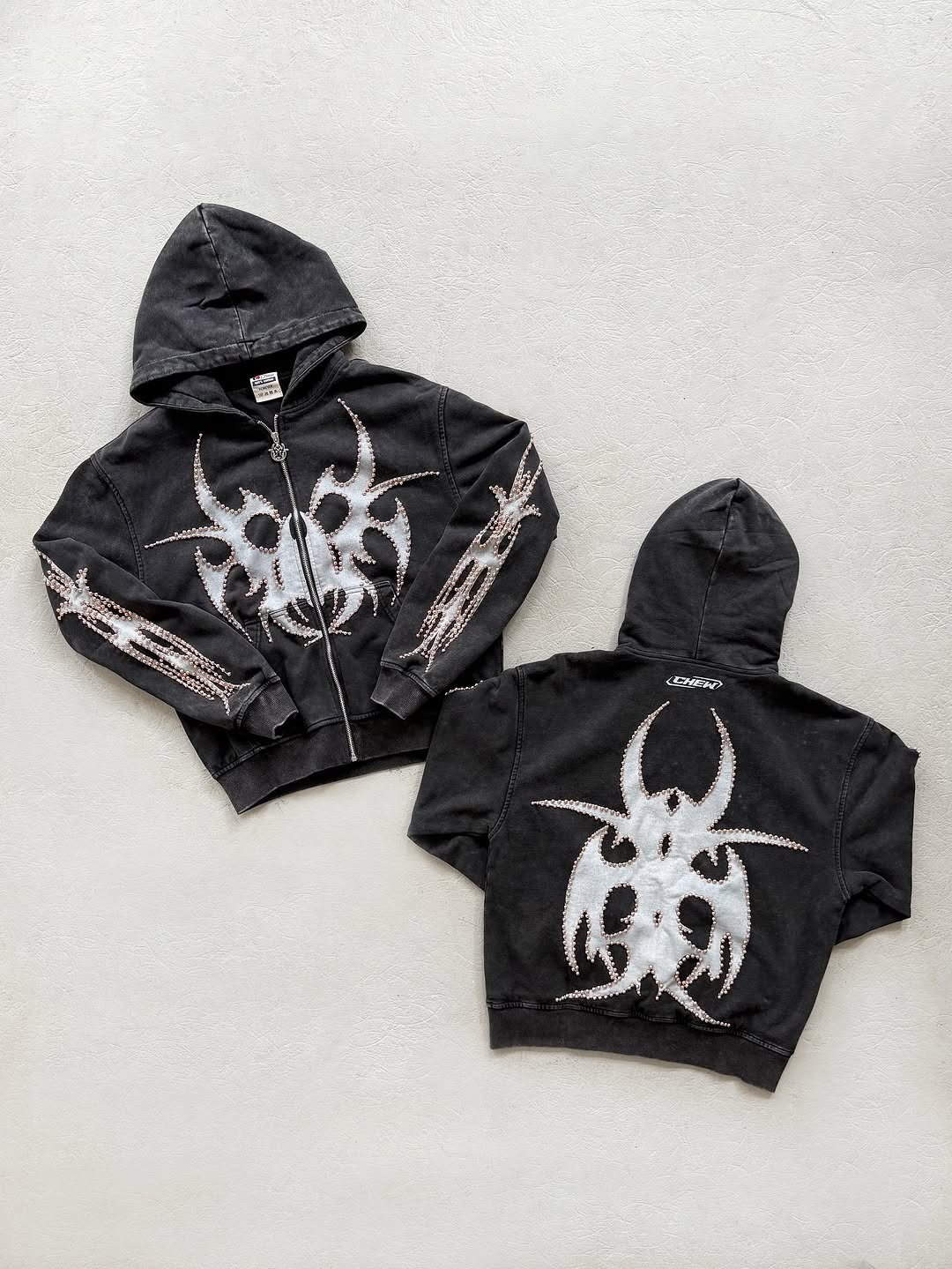 Chew Forever Studded Hoodie “Rose Gold”