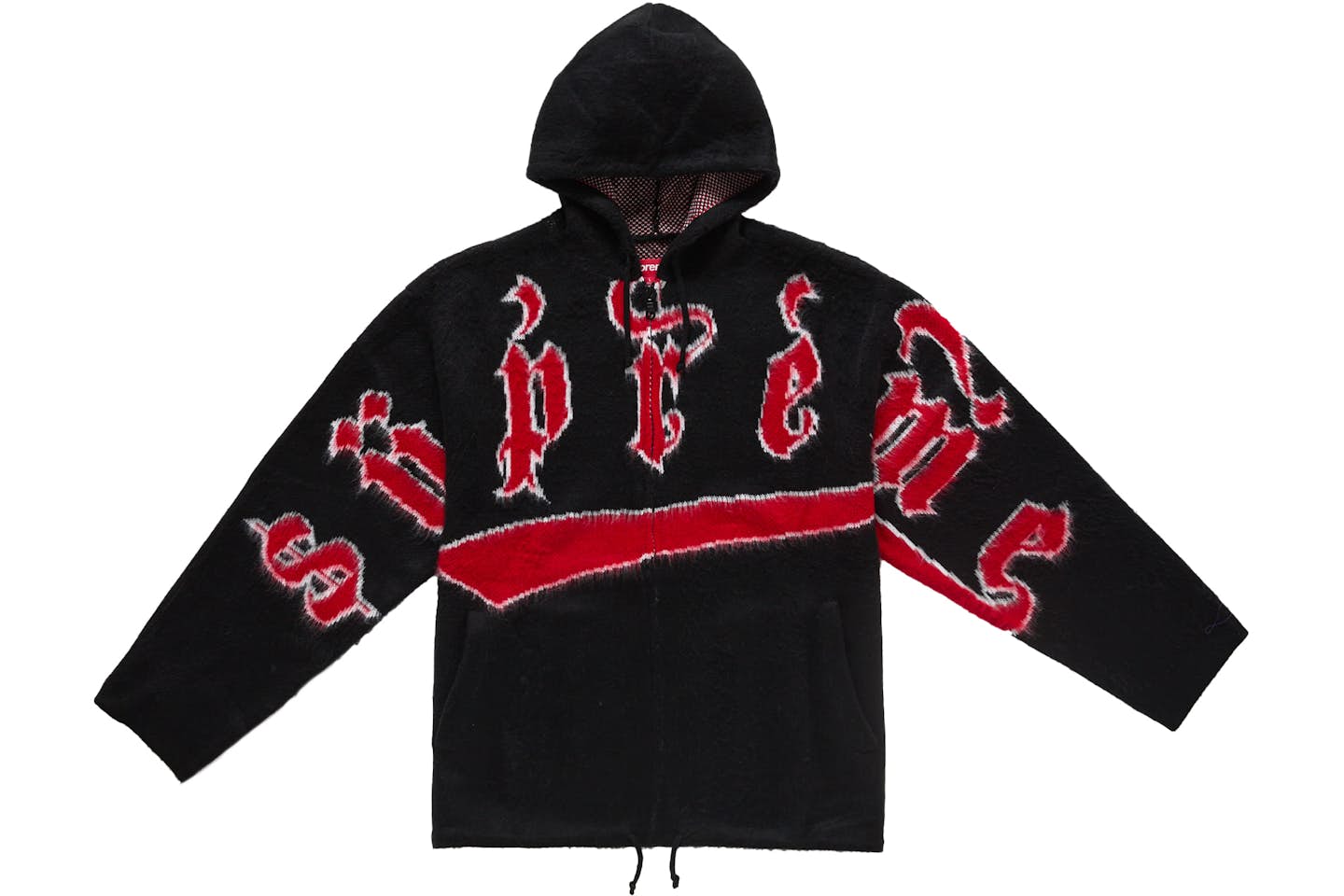 Supreme Accent Brushed Zip Up Hooded Sweater “Black”