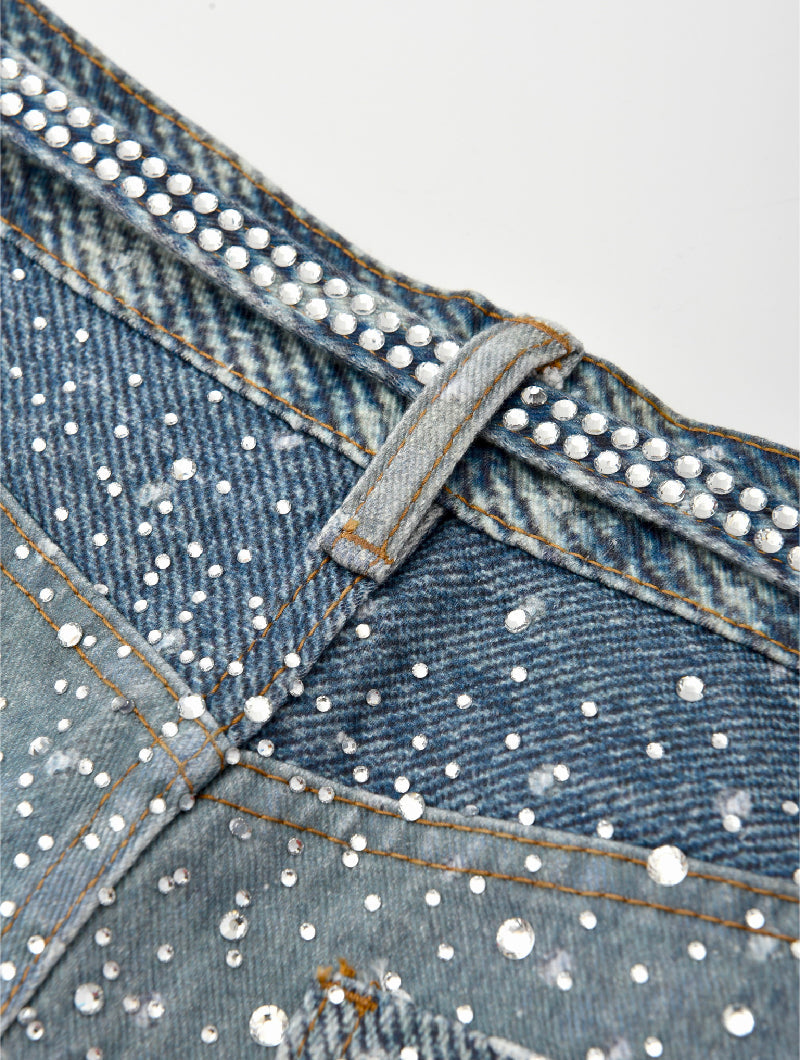 Calça Birth Of A Royal Child Washed 20k Swarovski Diamond “Denim”