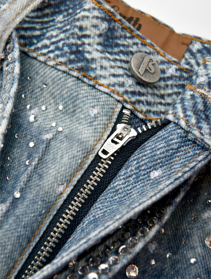 Calça Birth Of A Royal Child Washed 20k Swarovski Diamond “Denim”