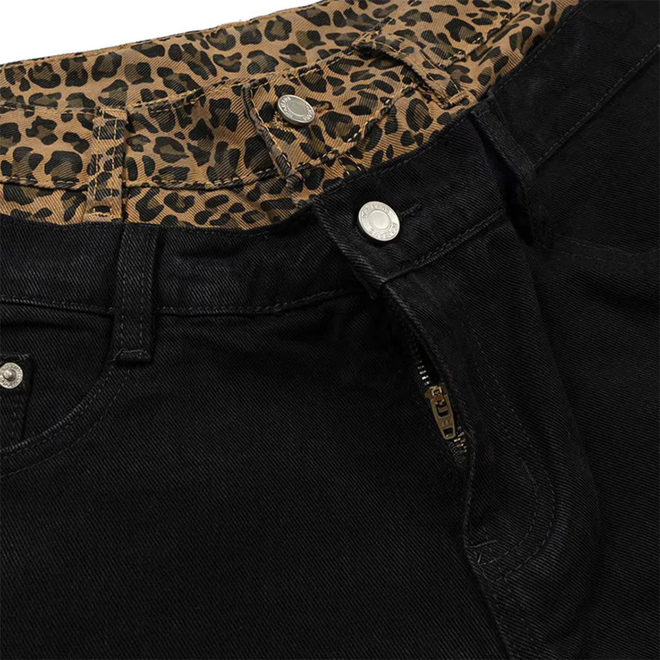 Calça Denim “Leopard Stacked”