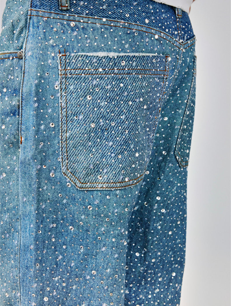 Calça Birth Of A Royal Child Washed 20k Swarovski Diamond “Denim”
