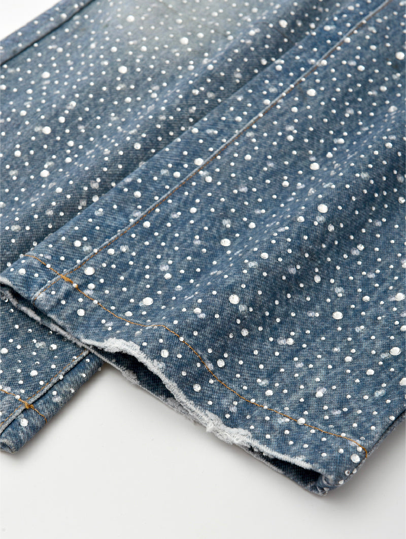 Calça Birth Of A Royal Child Washed 20k Swarovski Diamond “Denim”