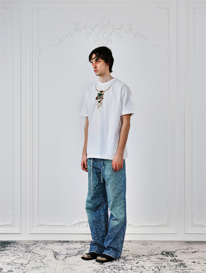 Calça Birth Of A Royal Child Washed 20k Swarovski Diamond “Denim”