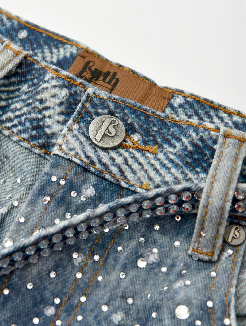 Calça Birth Of A Royal Child Washed 20k Swarovski Diamond “Denim”