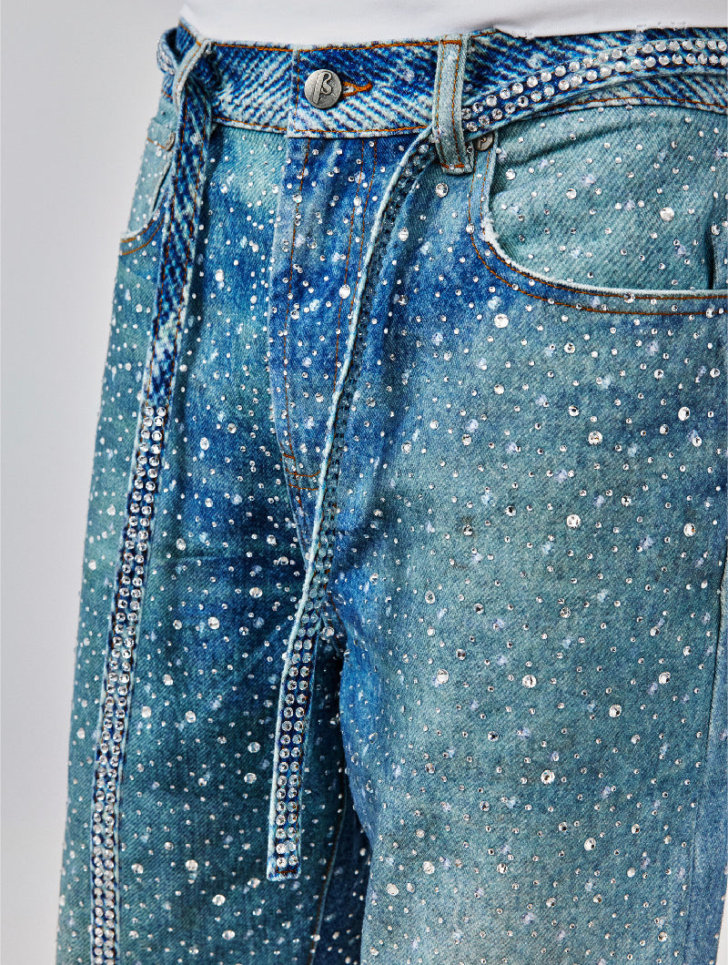 Calça Birth Of A Royal Child Washed 20k Swarovski Diamond “Denim”