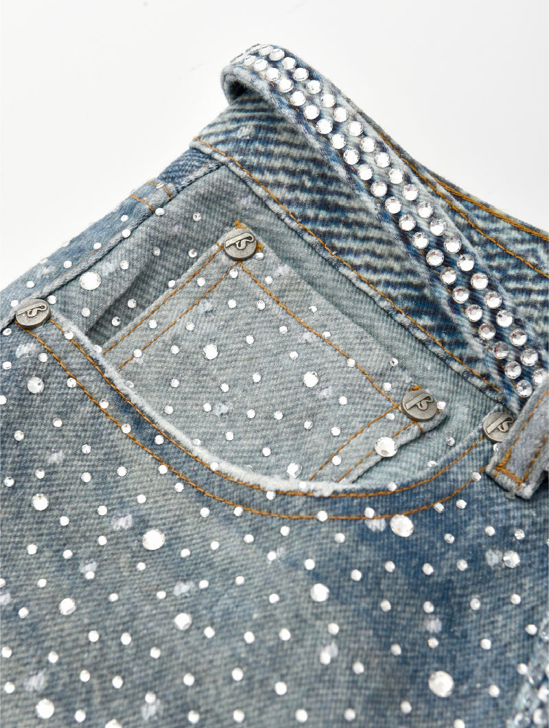 Calça Birth Of A Royal Child Washed 20k Swarovski Diamond “Denim”
