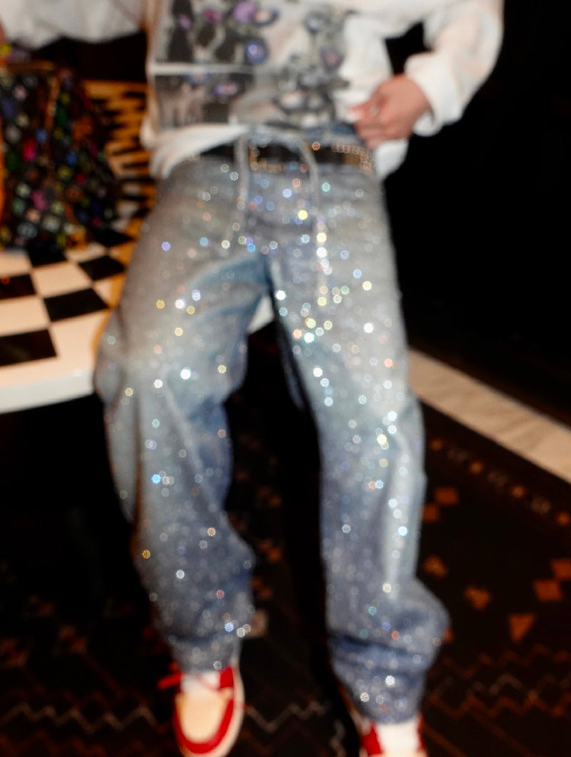 Calça Birth Of A Royal Child Washed 20k Swarovski Diamond “Denim”