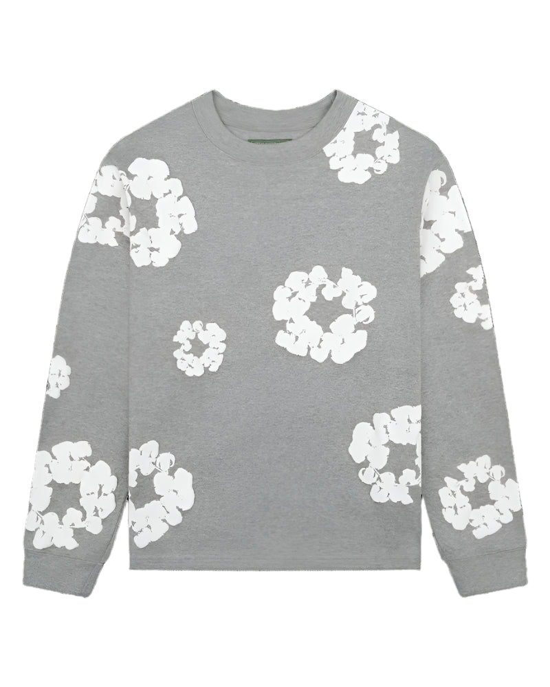 Denim Tears Long Sleeve Cotton Wreath Tee “Grey”