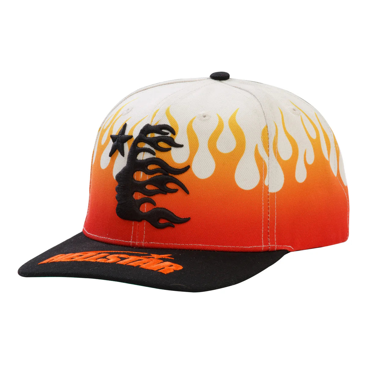 Hellstar Studios Snapback Hat Flame Vintage “Cream/Navy”