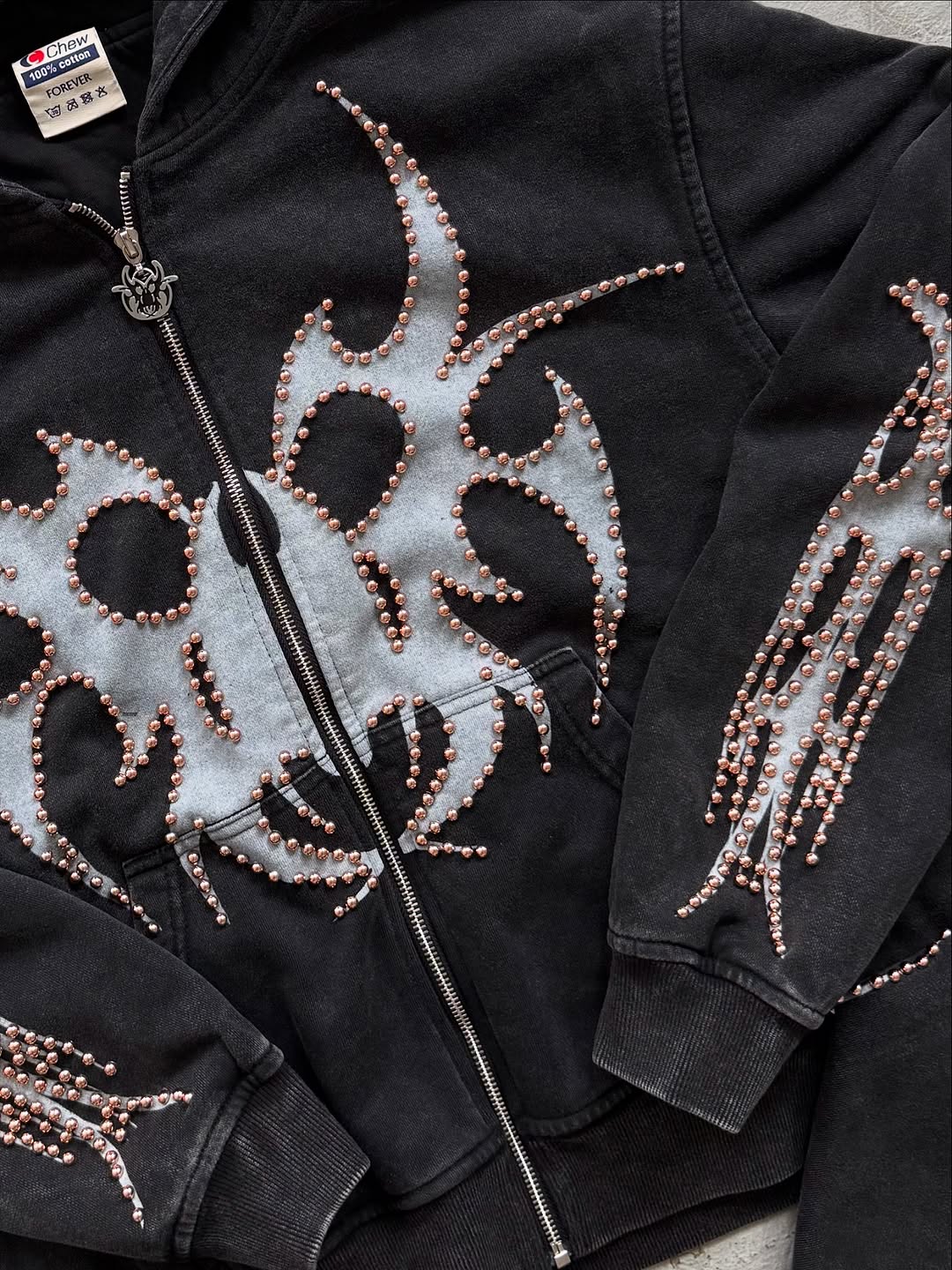 Chew Forever Studded Hoodie “Rose Gold”