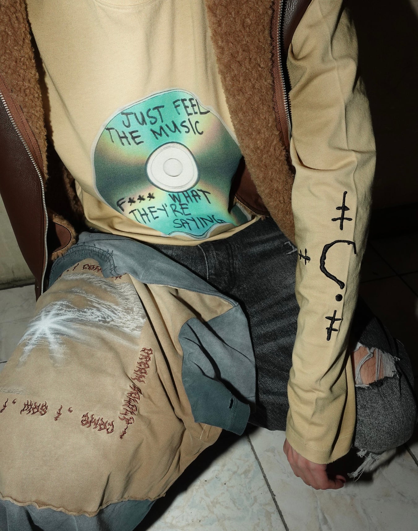Birth of a Royal Child Distressed Long-sleeve Tee “Stained”