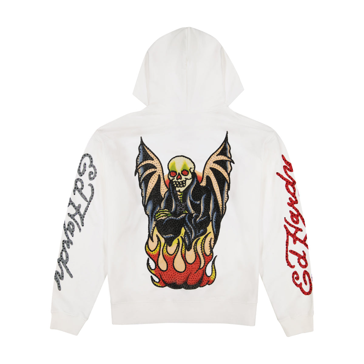 Ed Hardy X Ken Karson Rhinestone Zip Up Hoodie “White”