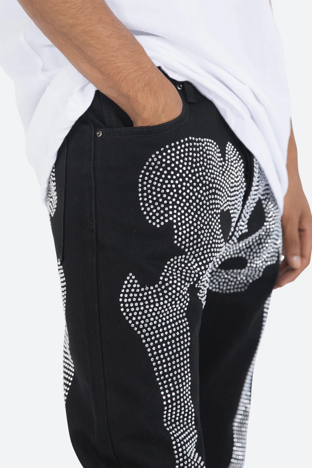 Calça Skeleton Cristal Denim “Black”