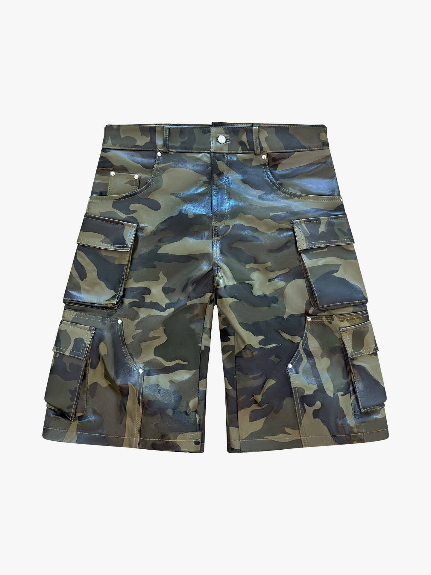 Nyrva Leather Shorts “Utility Army Camo Cargo”