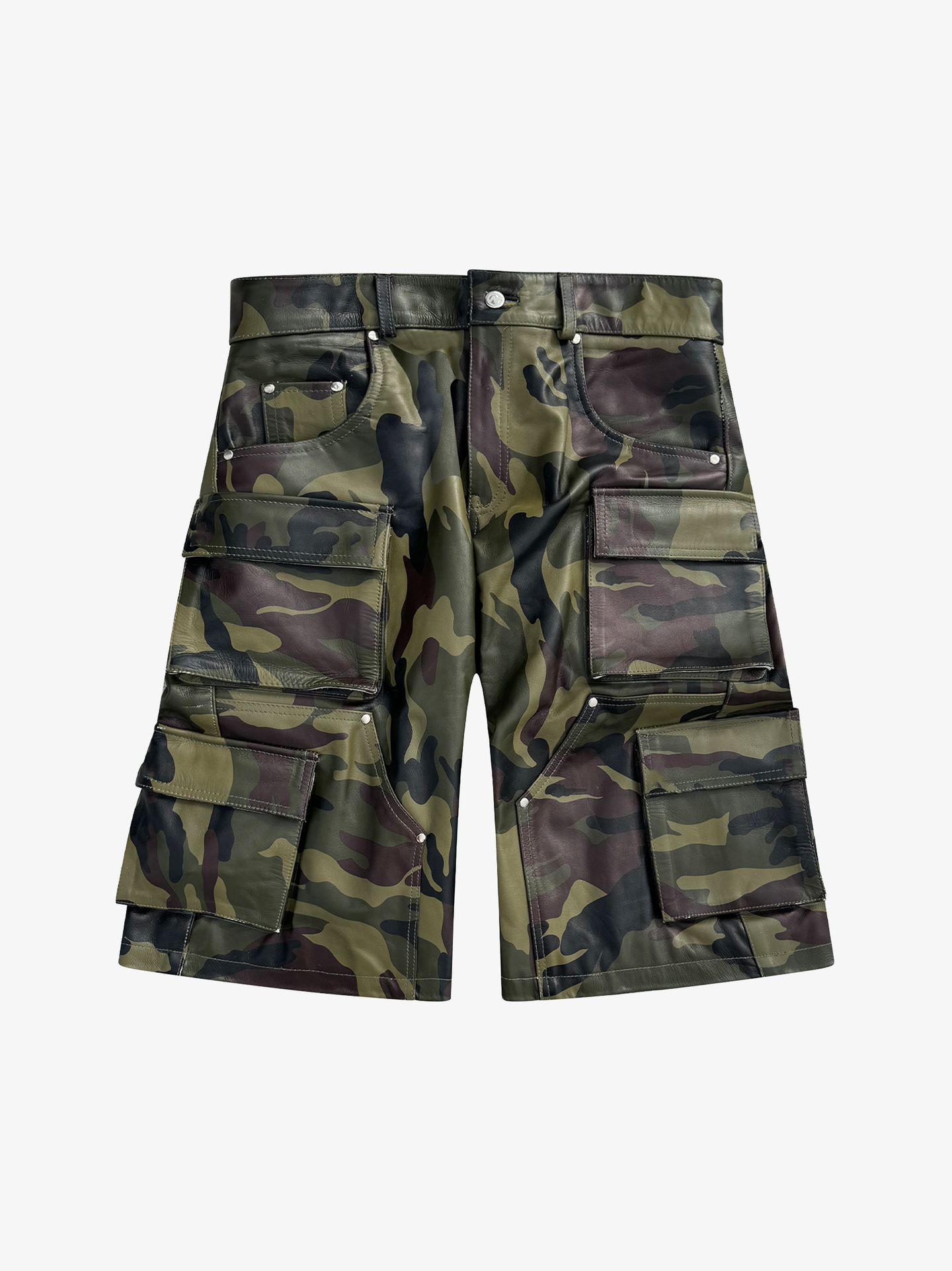 Nyrva Leather Shorts “Utility Army Camo Cargo”