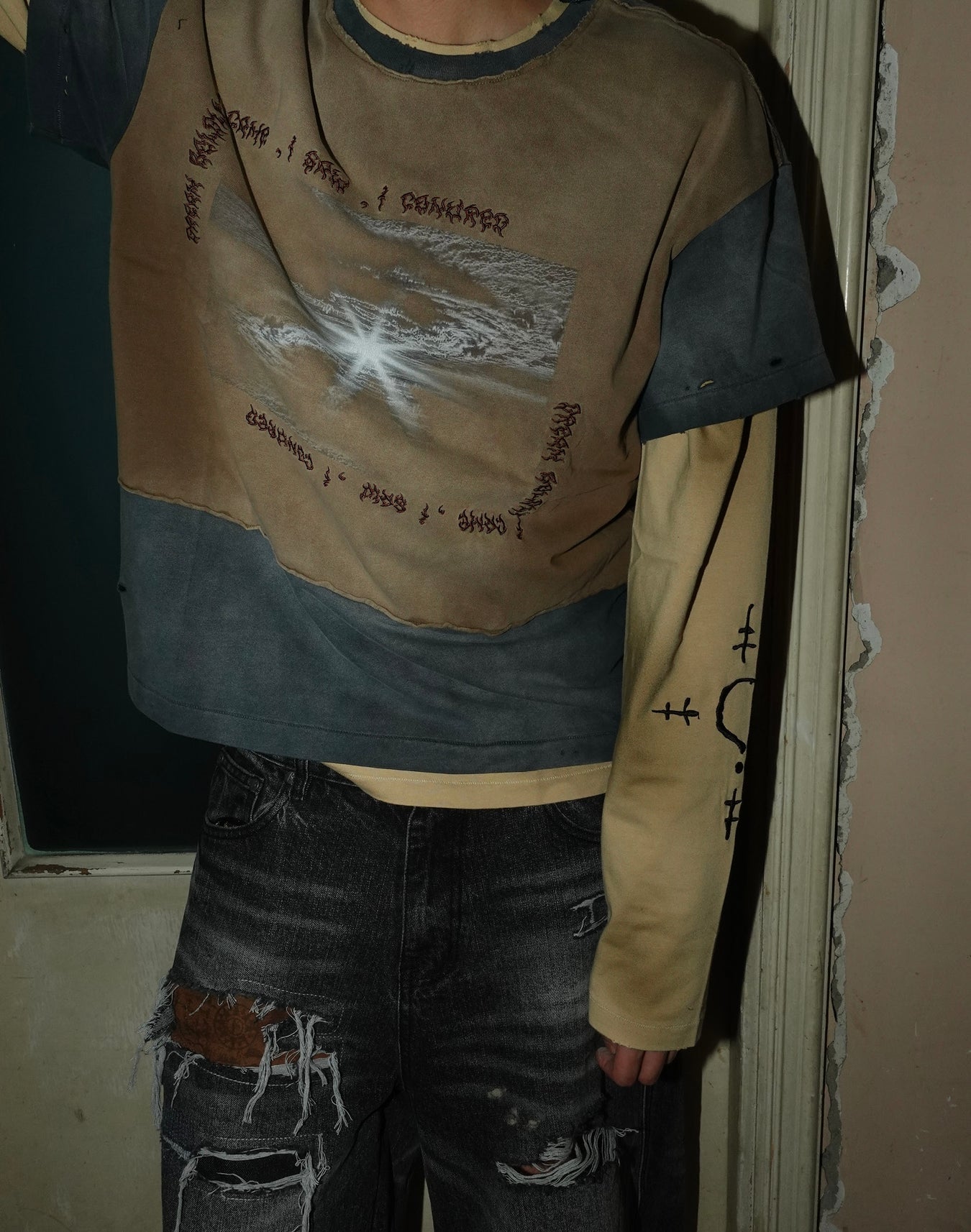 Birth of a Royal Child Distressed Long-sleeve Tee “Stained”