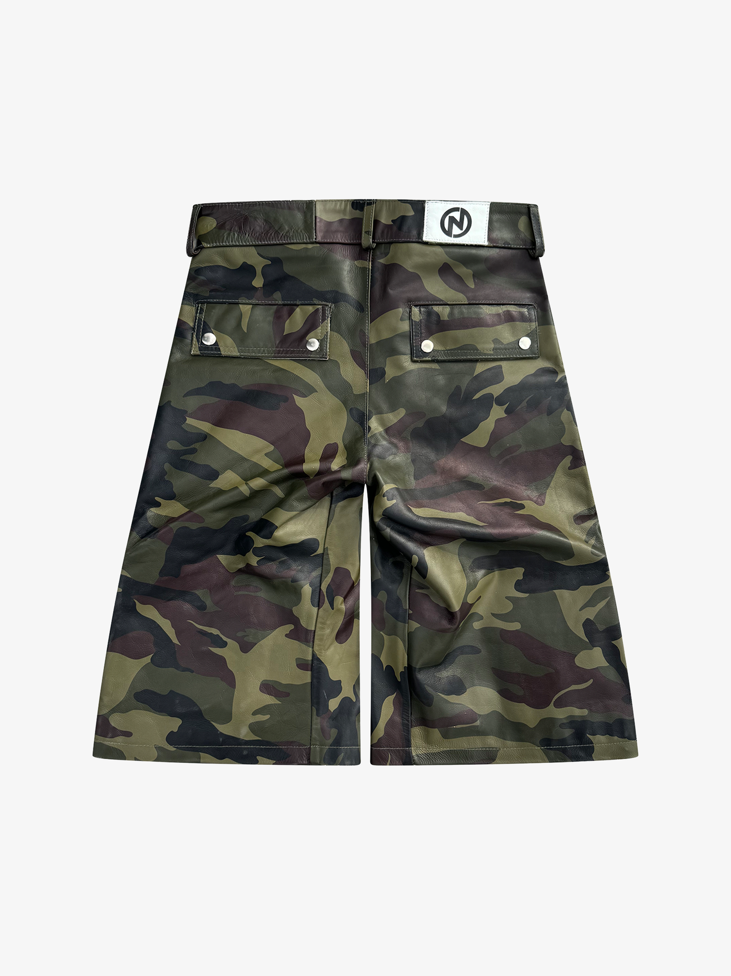 Nyrva Leather Shorts “Utility Army Camo Cargo”