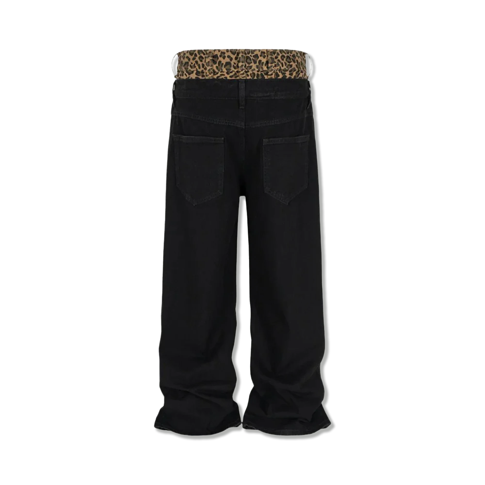 Leopard Stacked Denim "Black"