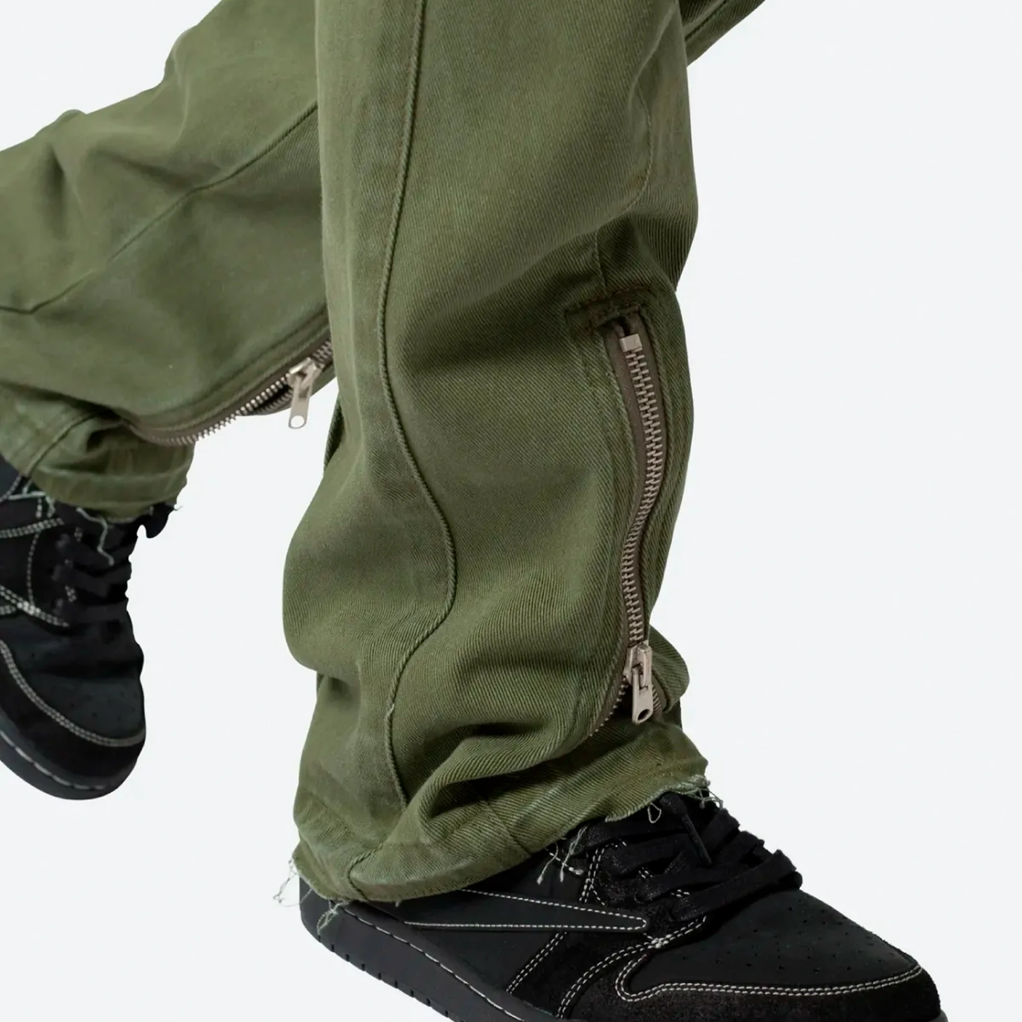 Front Zip Flare Cargo “Olive”