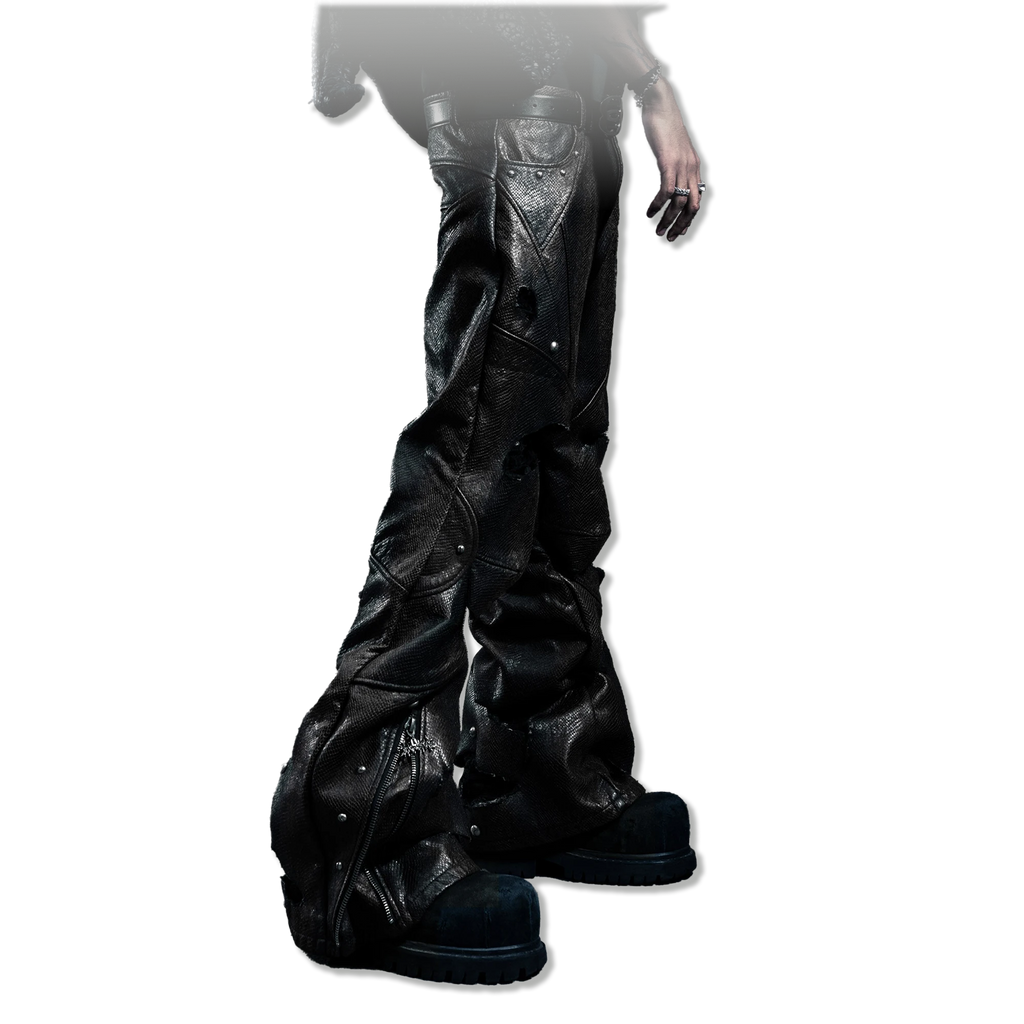 Snake Skin Denim Distressed "Black"