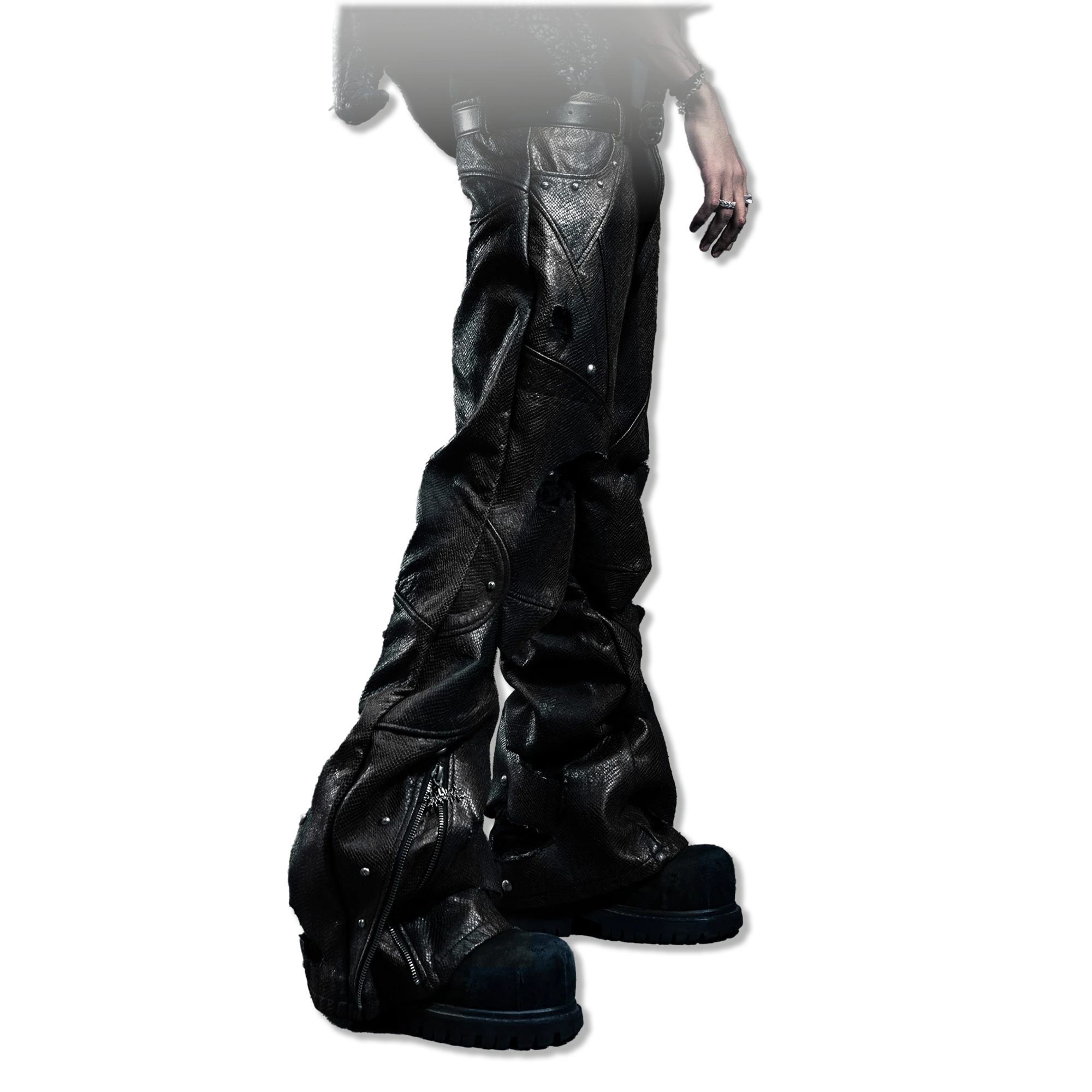 Snake Skin Denim Distressed "Black"