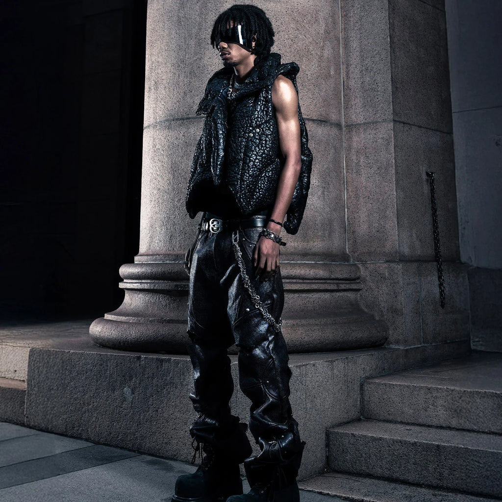 Snake Skin Denim Distressed "Black"