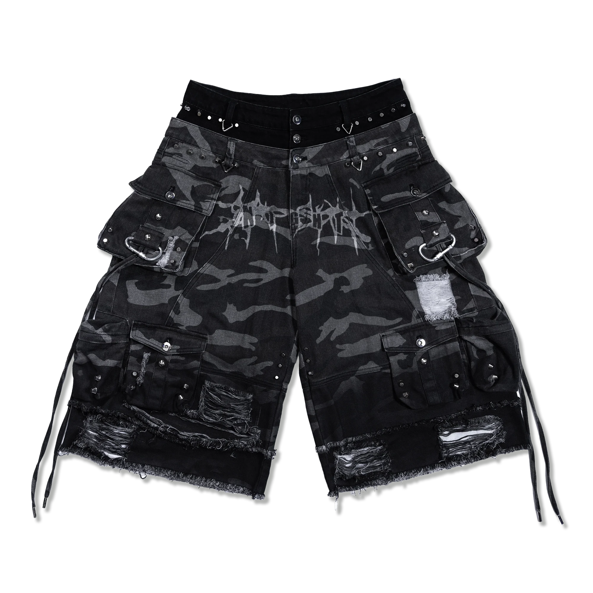 Night Street Camo 2.0 Washed Denim Shorts “Grey”