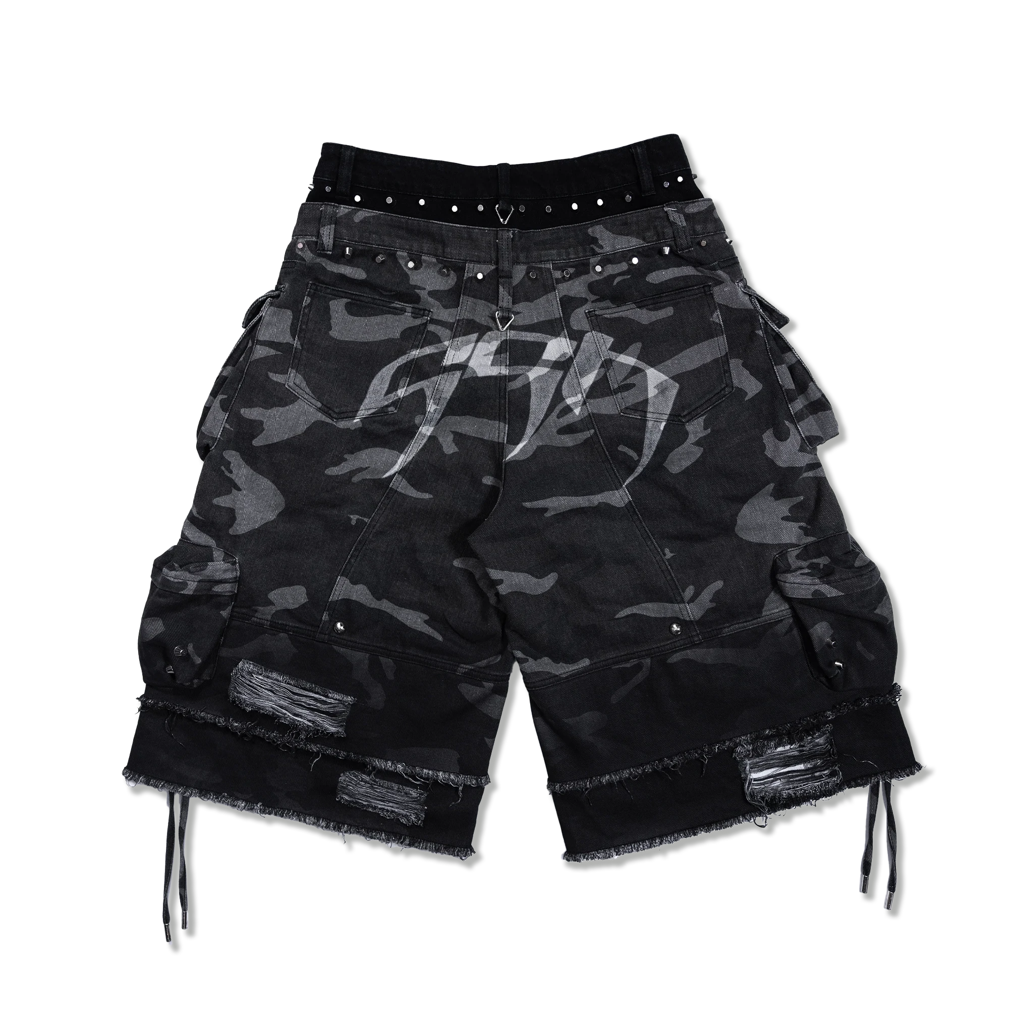 Night Street Camo 2.0 Washed Denim Shorts “Grey”