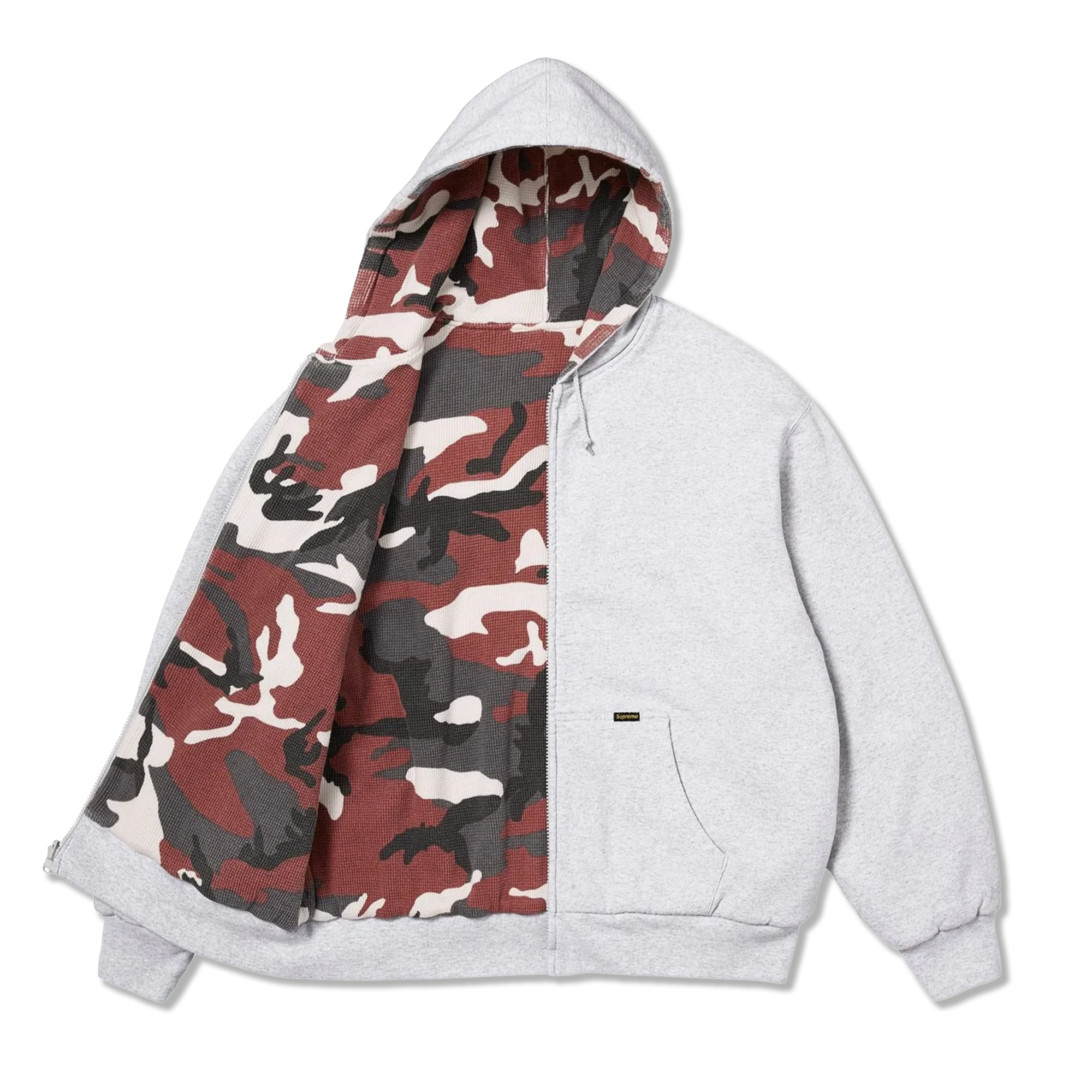 Reversible Work Zip Up Hooded Sweatshirt "Red Camo"