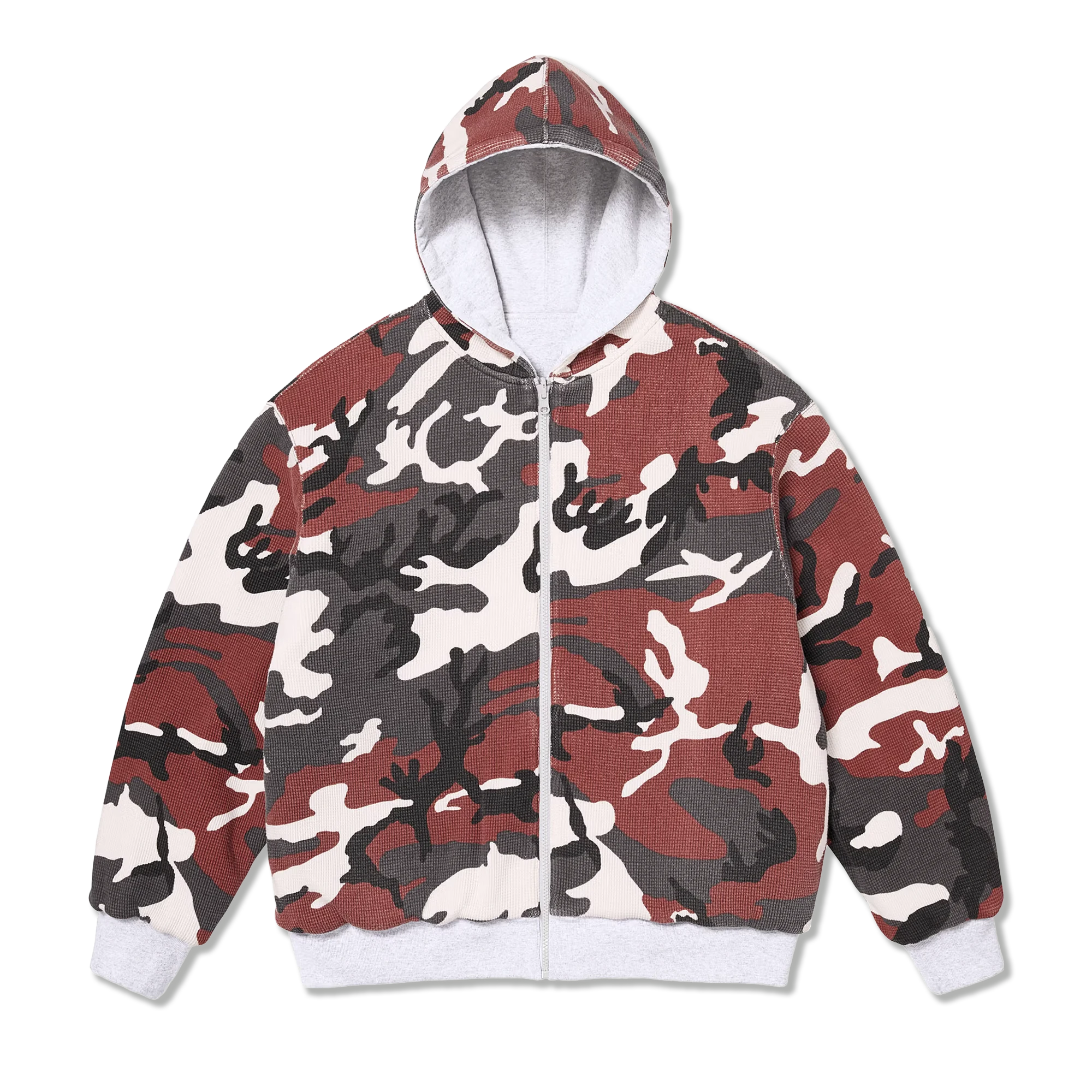 Reversible Work Zip Up Hooded Sweatshirt "Red Camo"